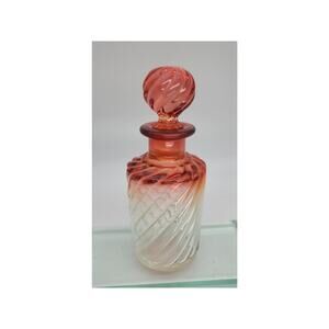 Vintage Baccarat Crystal "Rose Tiente" Bambou Swirl Perfume/Scent Bottle 6" T